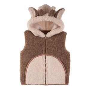 Alwero Cozy Brown and Cream Kids Hooded Vest size S (4-5Y)
